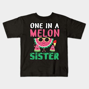 Glasses Watermelon One In A Melon Sister Brother Cousin Mom Kids T-Shirt